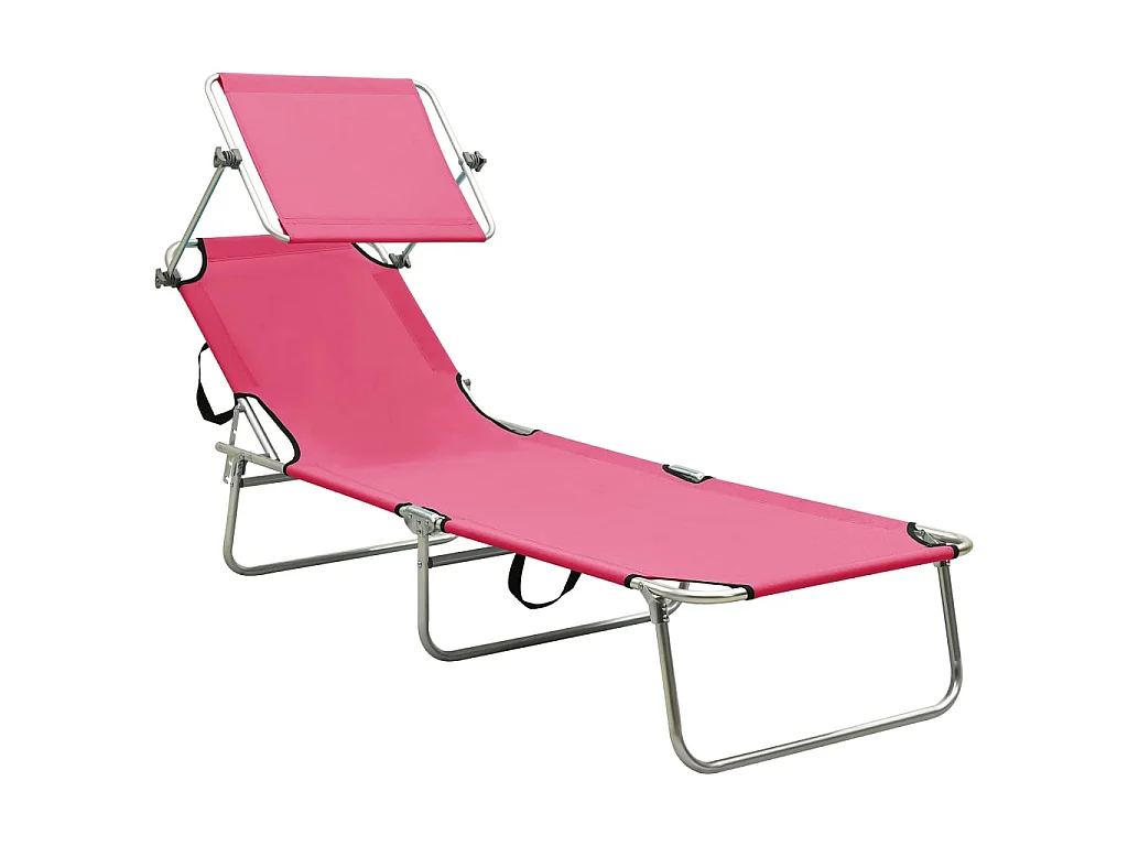 Ligbed met luifel inklapbaar staal magenta NL219341