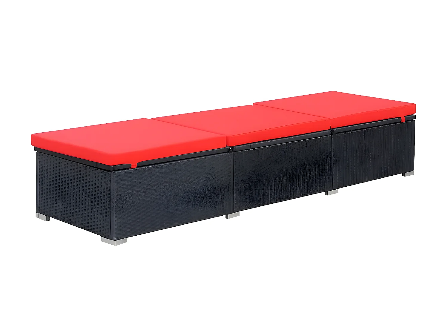 Ligbed met kussen poly rattan zwart NL453934