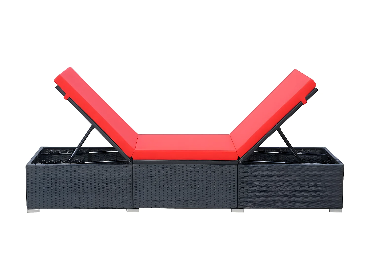 Ligbed met kussen poly rattan zwart NL453934