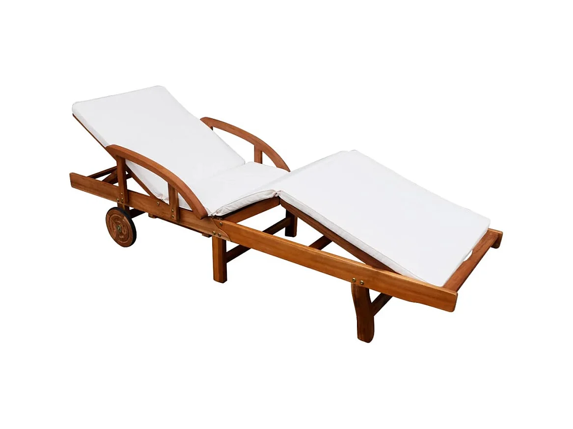 Bain de soleil avec coussin Bois d'acacia solide SEF38509