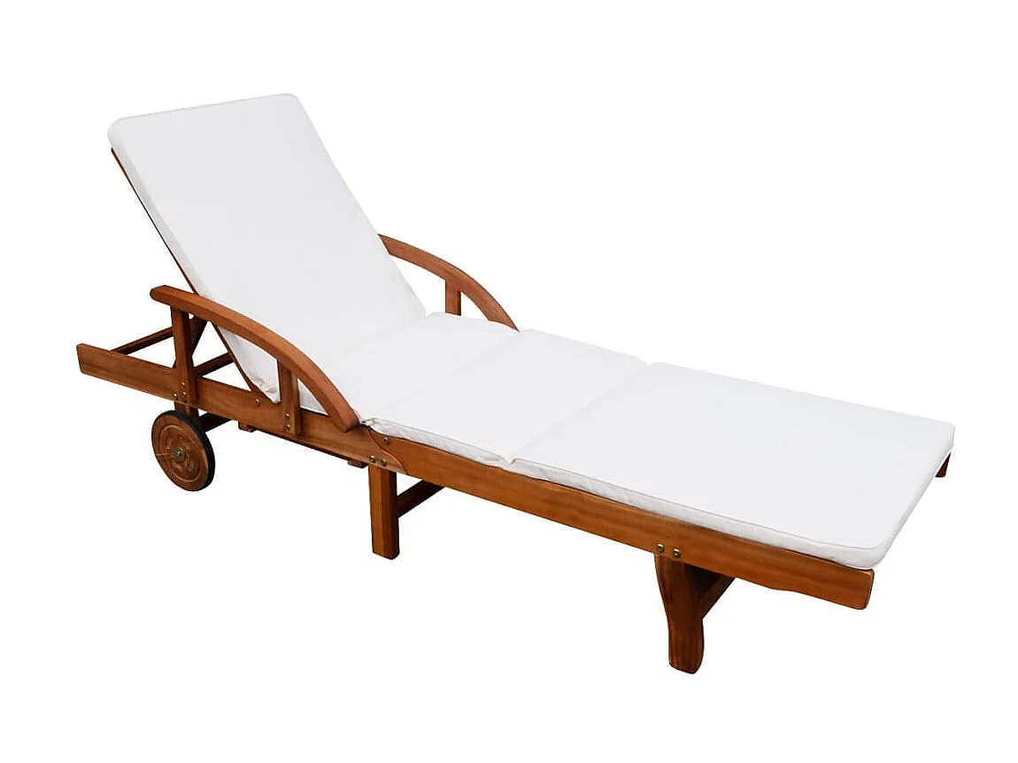 Bain de soleil avec coussin Bois d'acacia solide SEF38509