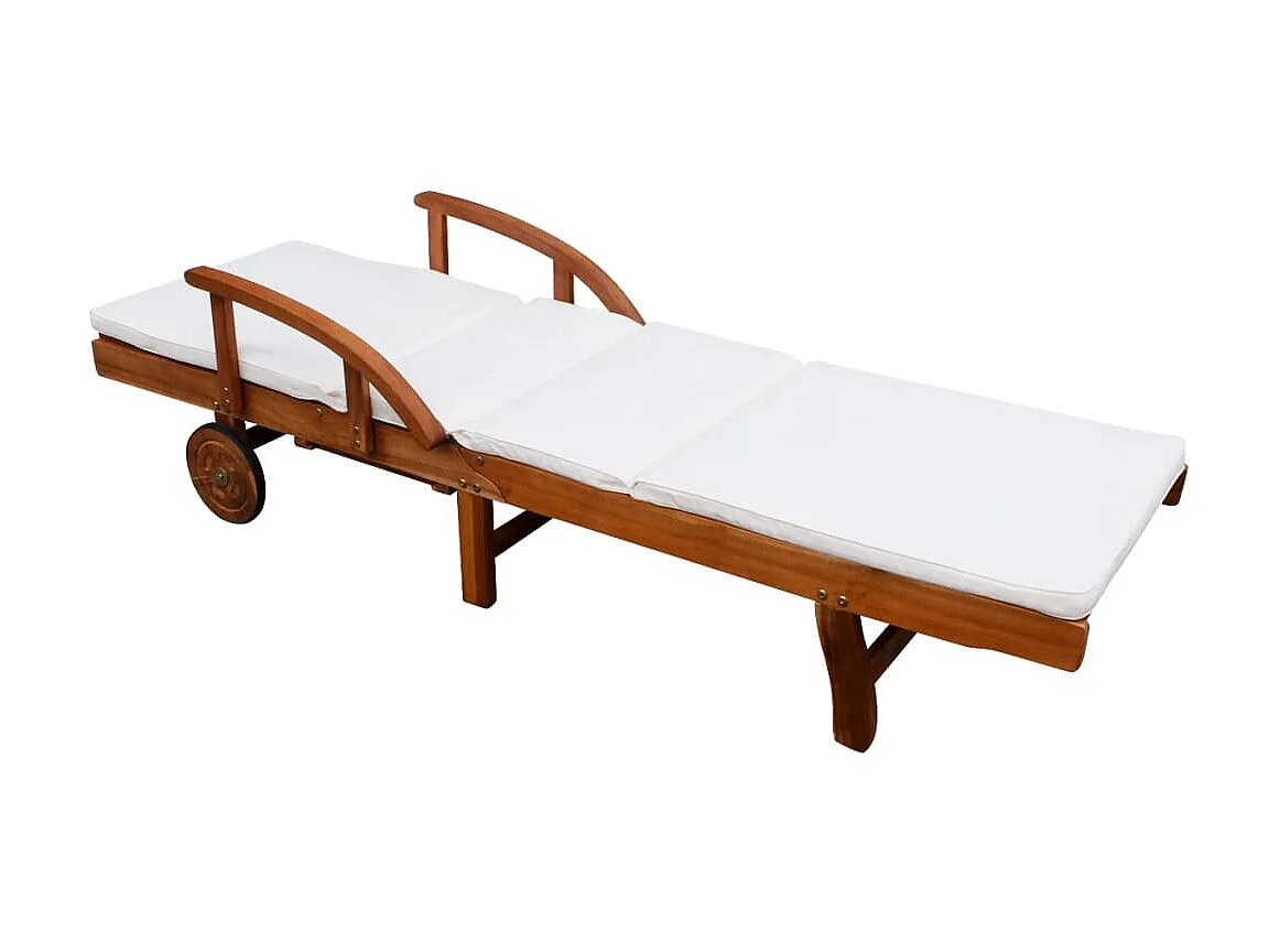 Bain de soleil avec coussin Bois d'acacia solide SEF38509