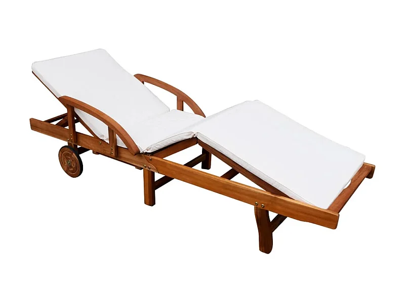 Bain de soleil avec coussin Bois d'acacia solide SEF38509