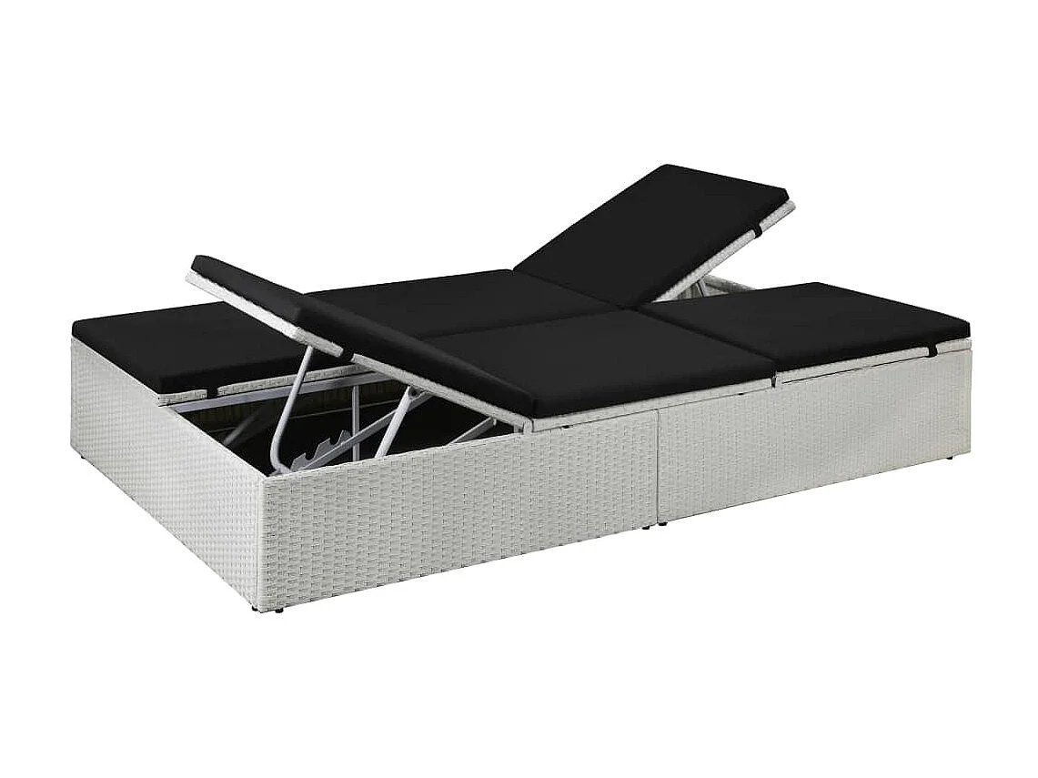 Bain de soleil avec coussin Résine tressée Noir SEF49668