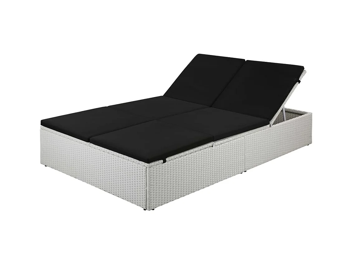 Bain de soleil avec coussin Résine tressée Noir SEF49668