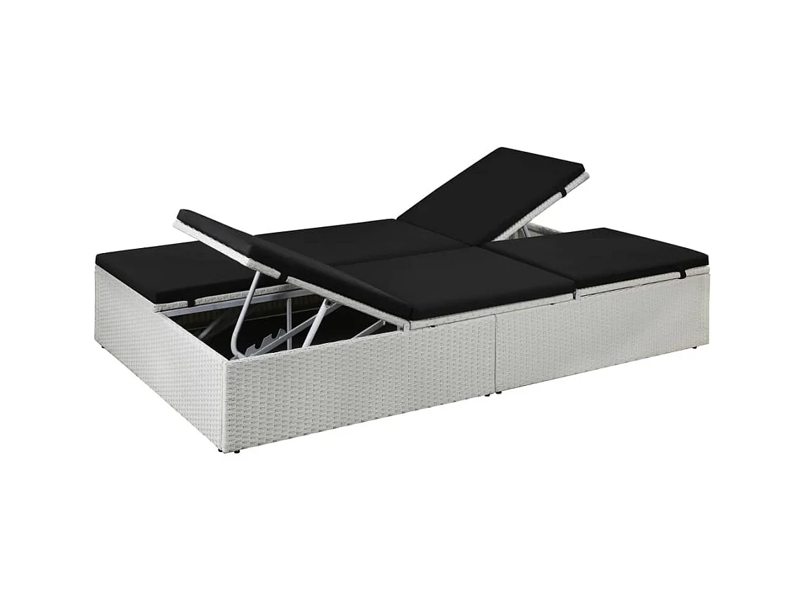 Bain de soleil avec coussin Résine tressée Noir SEF49668