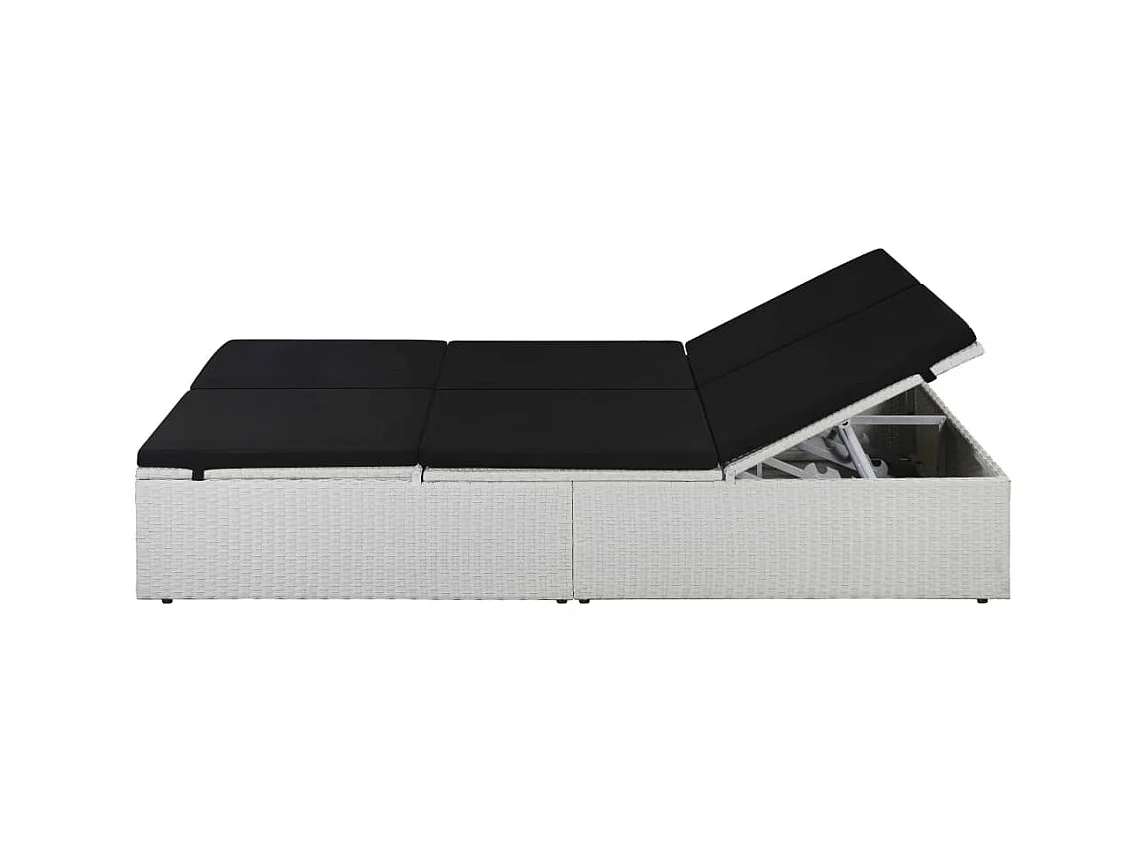 Bain de soleil avec coussin Résine tressée Noir SEF49668