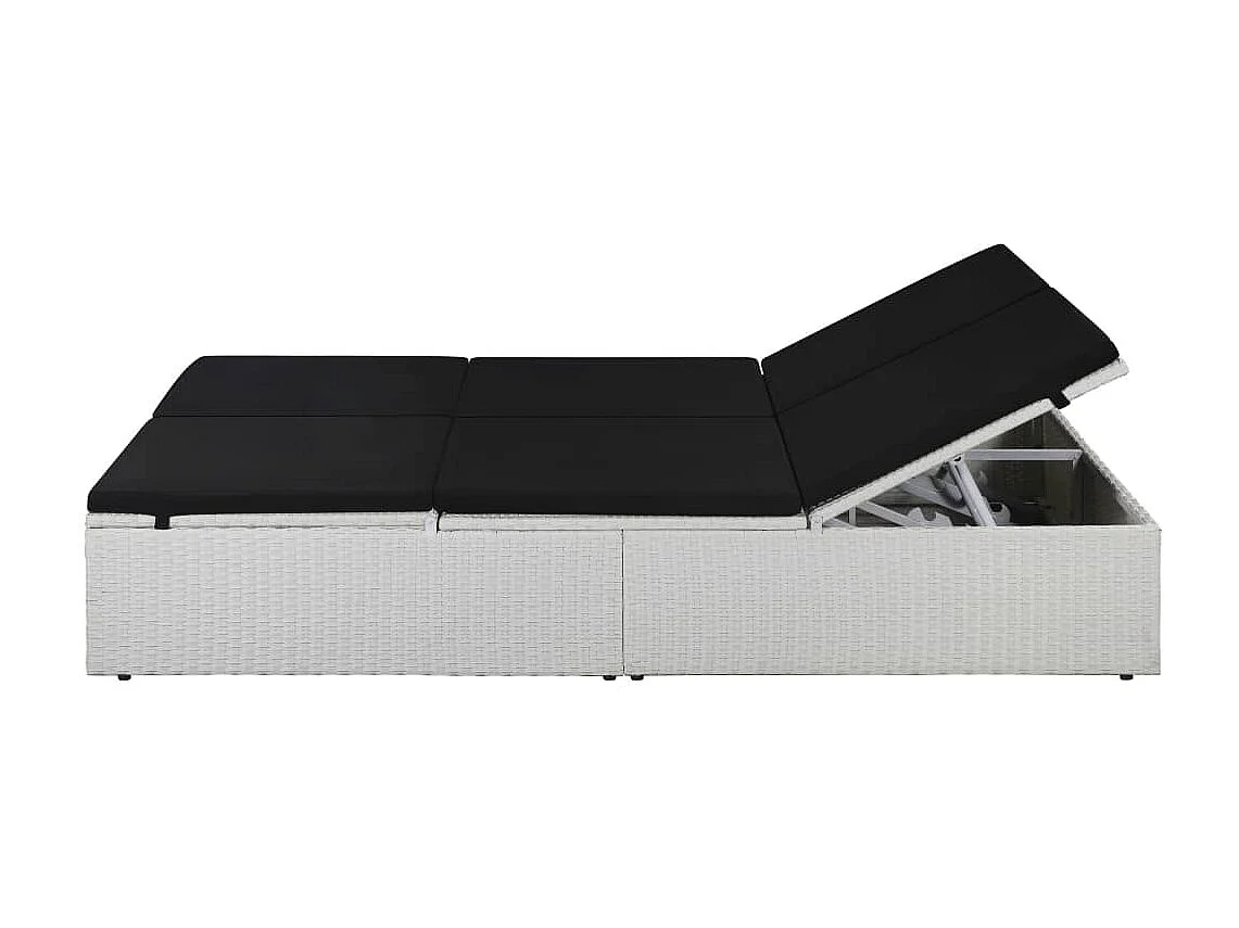 Bain de soleil avec coussin Résine tressée Noir SEF49668