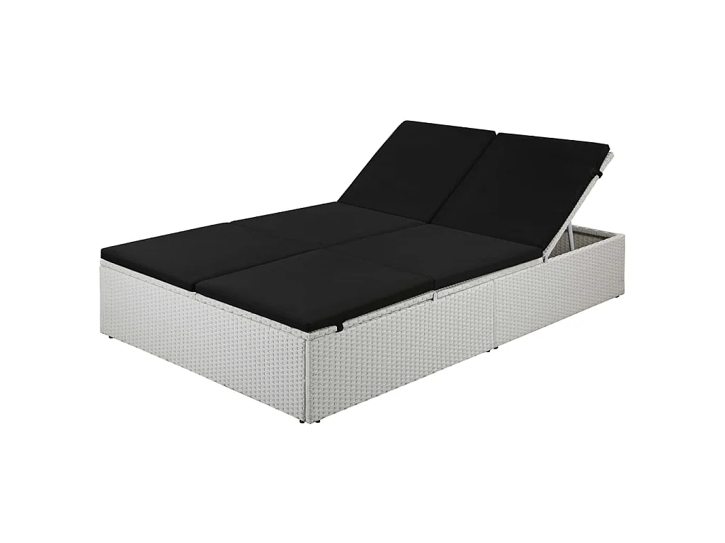 Bain de soleil avec coussin Résine tressée Noir SEF49668