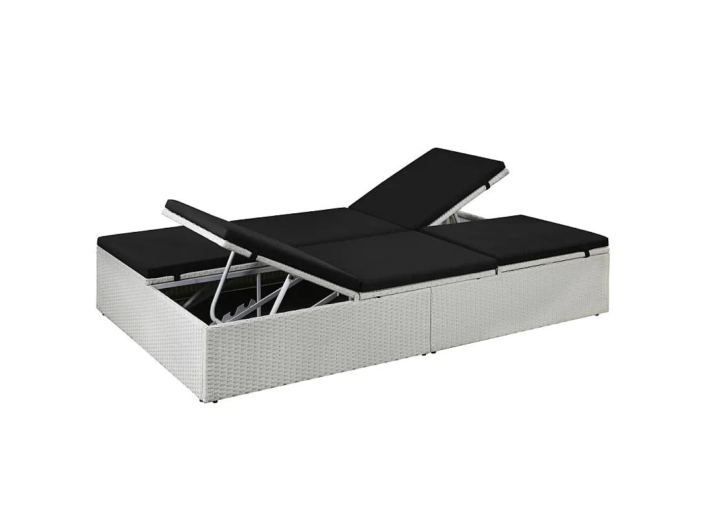Bain de soleil avec coussin Résine tressée Noir SEF49668