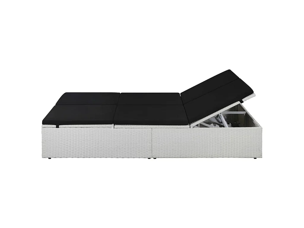 Bain de soleil avec coussin Résine tressée Noir SEF49668