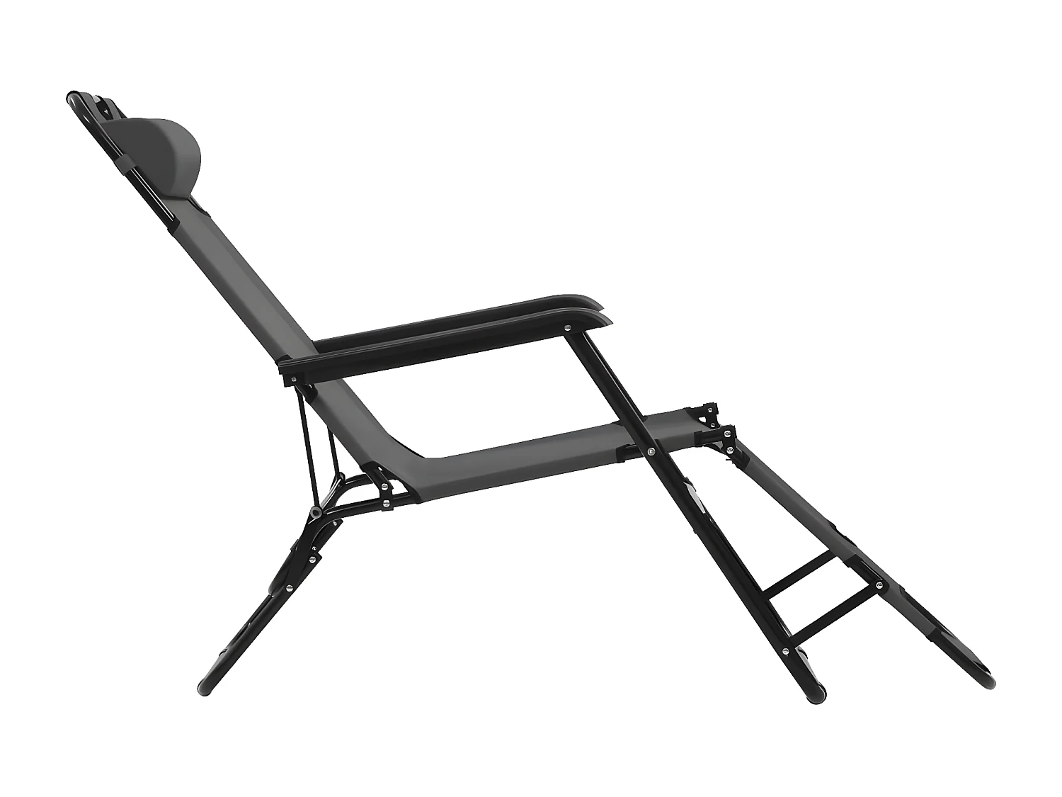 Bains de soleils pliables 2 pcs avec repose-pied Acier Gris SEF86873