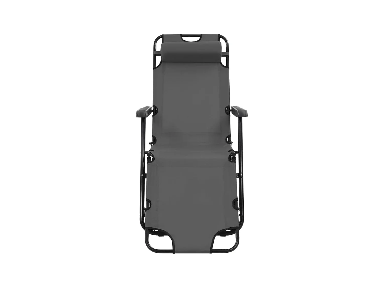Bains de soleils pliables 2 pcs avec repose-pied Acier Gris SEF86873