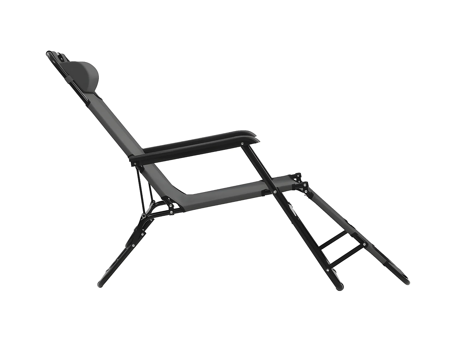 Bains de soleils pliables 2 pcs avec repose-pied Acier Gris SEF86873