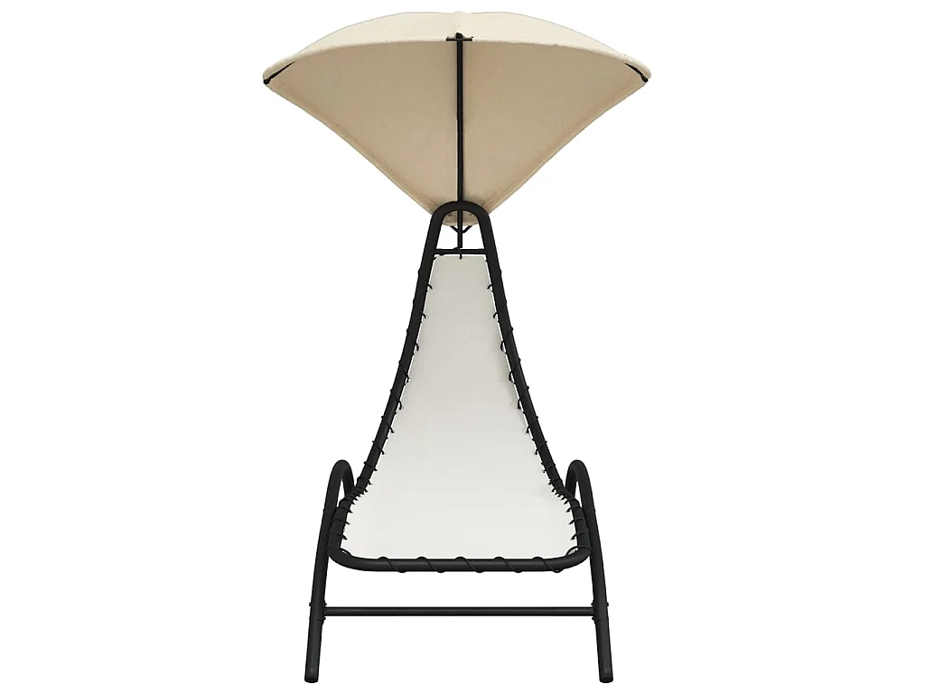 Tumbona con toldo acero y tela color crema 167x80x195 cm ES36392