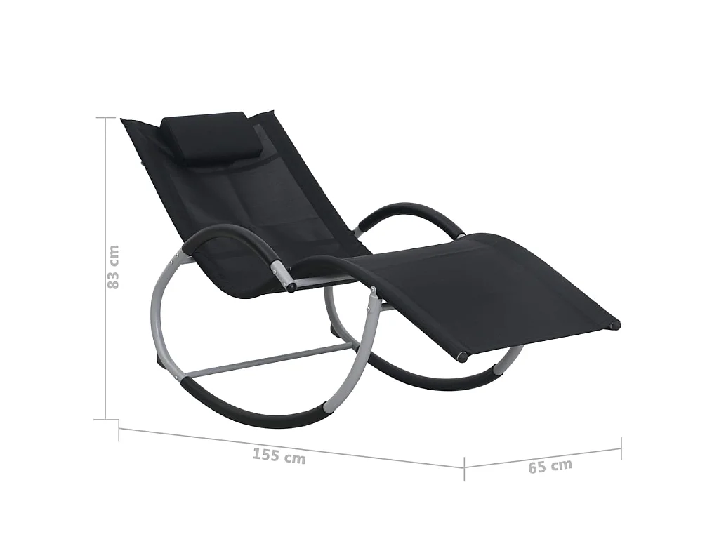 Bain de soleil avec oreiller Noir Textilène SEF51680