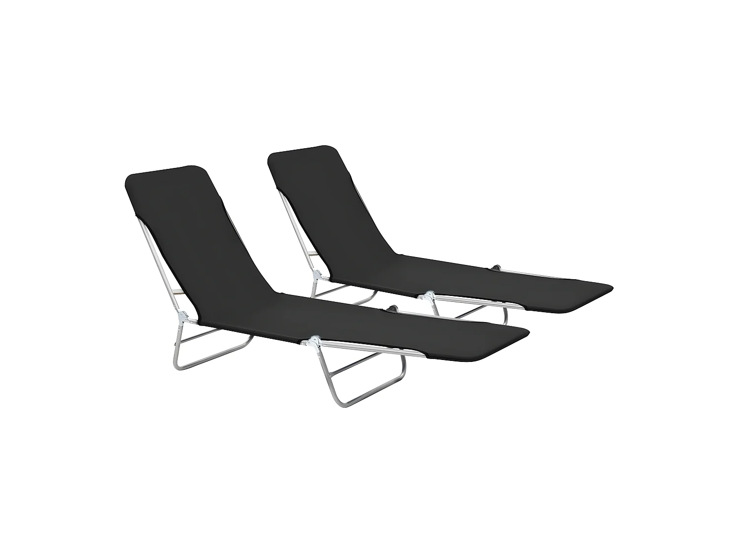 Bains de soleils pliables 2 pcs Acier et tissu Noir SEF36796