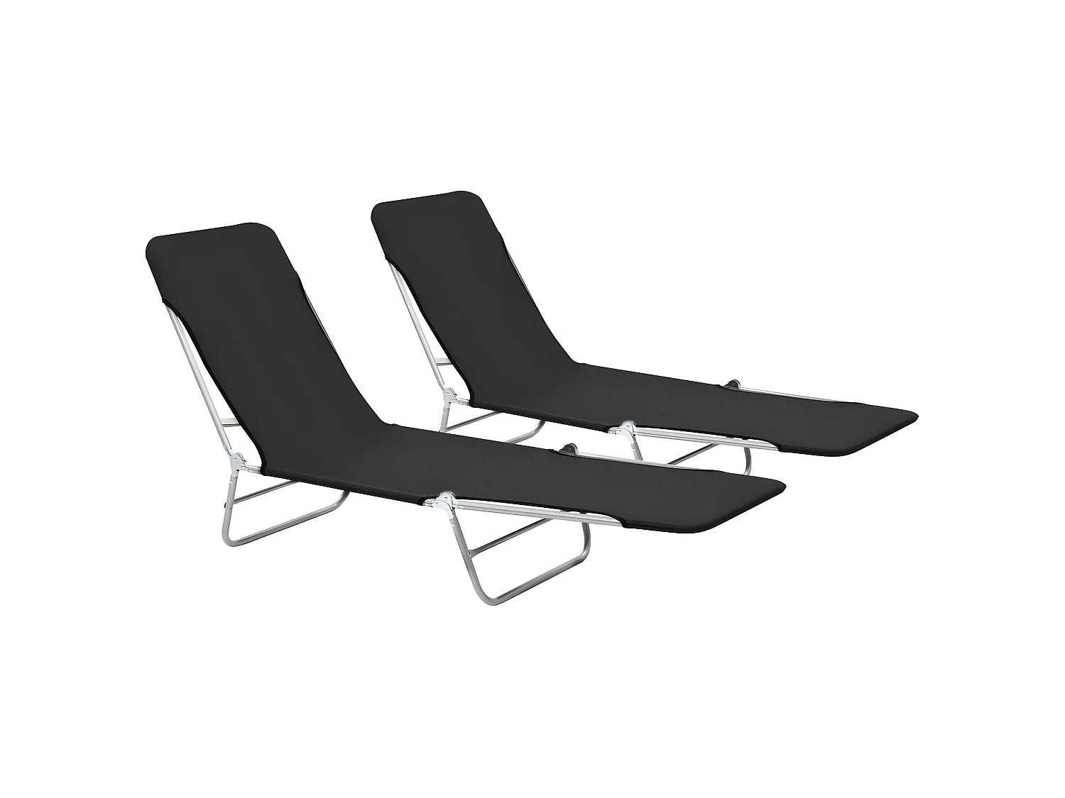 Bains de soleils pliables 2 pcs Acier et tissu Noir SEF36796