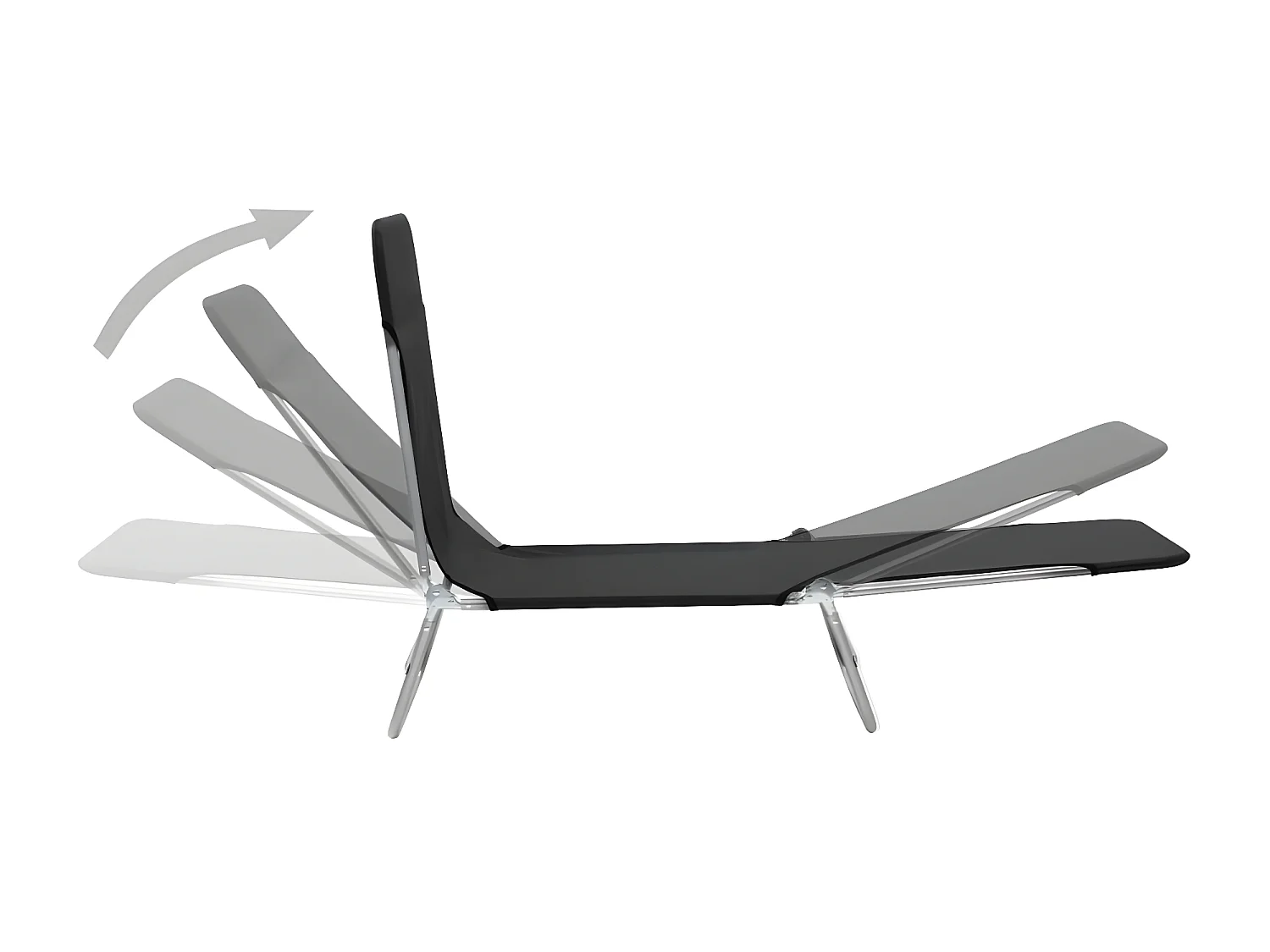 Bains de soleils pliables 2 pcs Acier et tissu Noir SEF36796