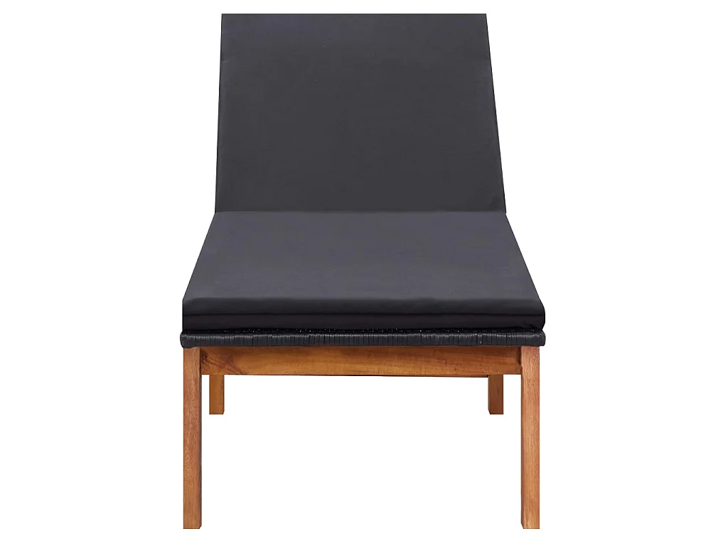 Bain de soleil et coussin Résine tressée et bois d'acacia massif SEF39268