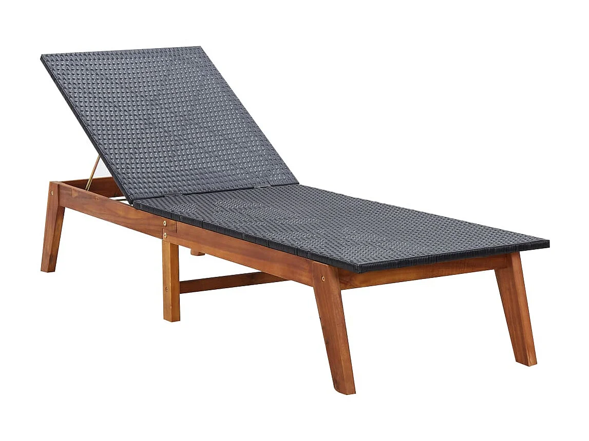 Bain de soleil et coussin Résine tressée et bois d'acacia massif SEF39268