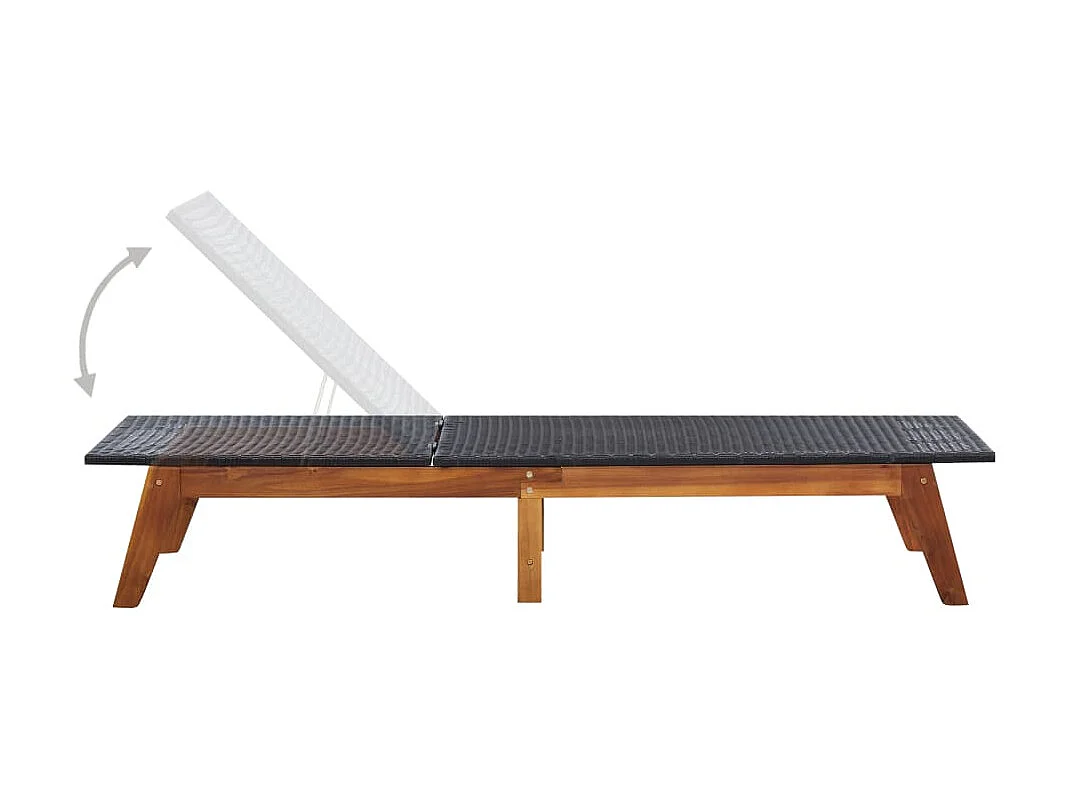 Bain de soleil et coussin Résine tressée et bois d'acacia massif SEF39268