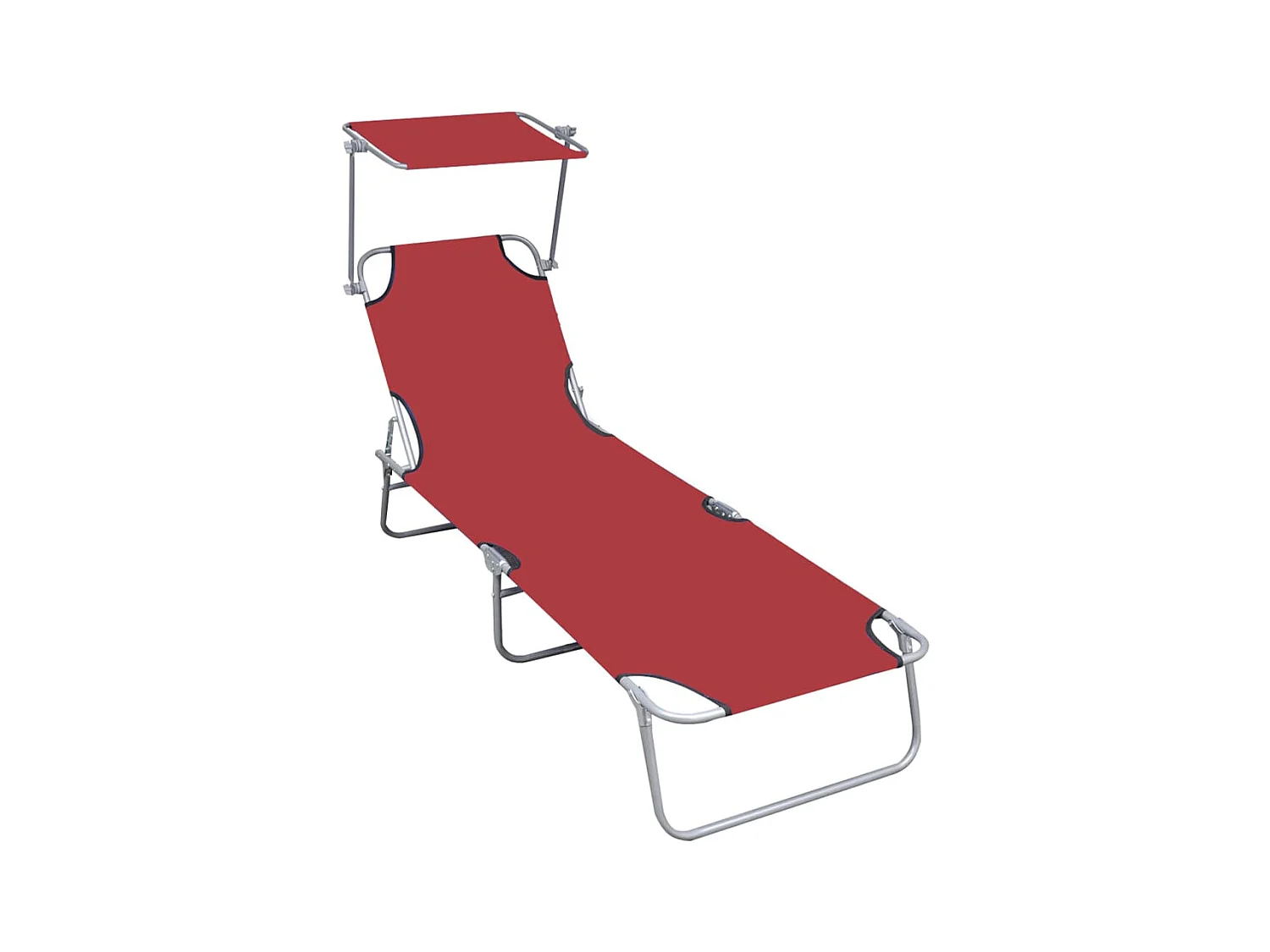 Bain de soleil pliable avec auvent Rouge Aluminium SEF75612