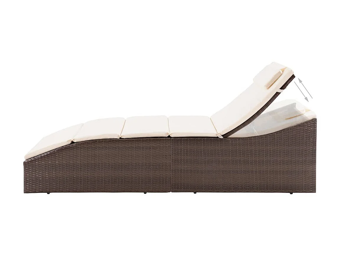 Bain de soleil avec coussin Résine tressée Marron SEF44041