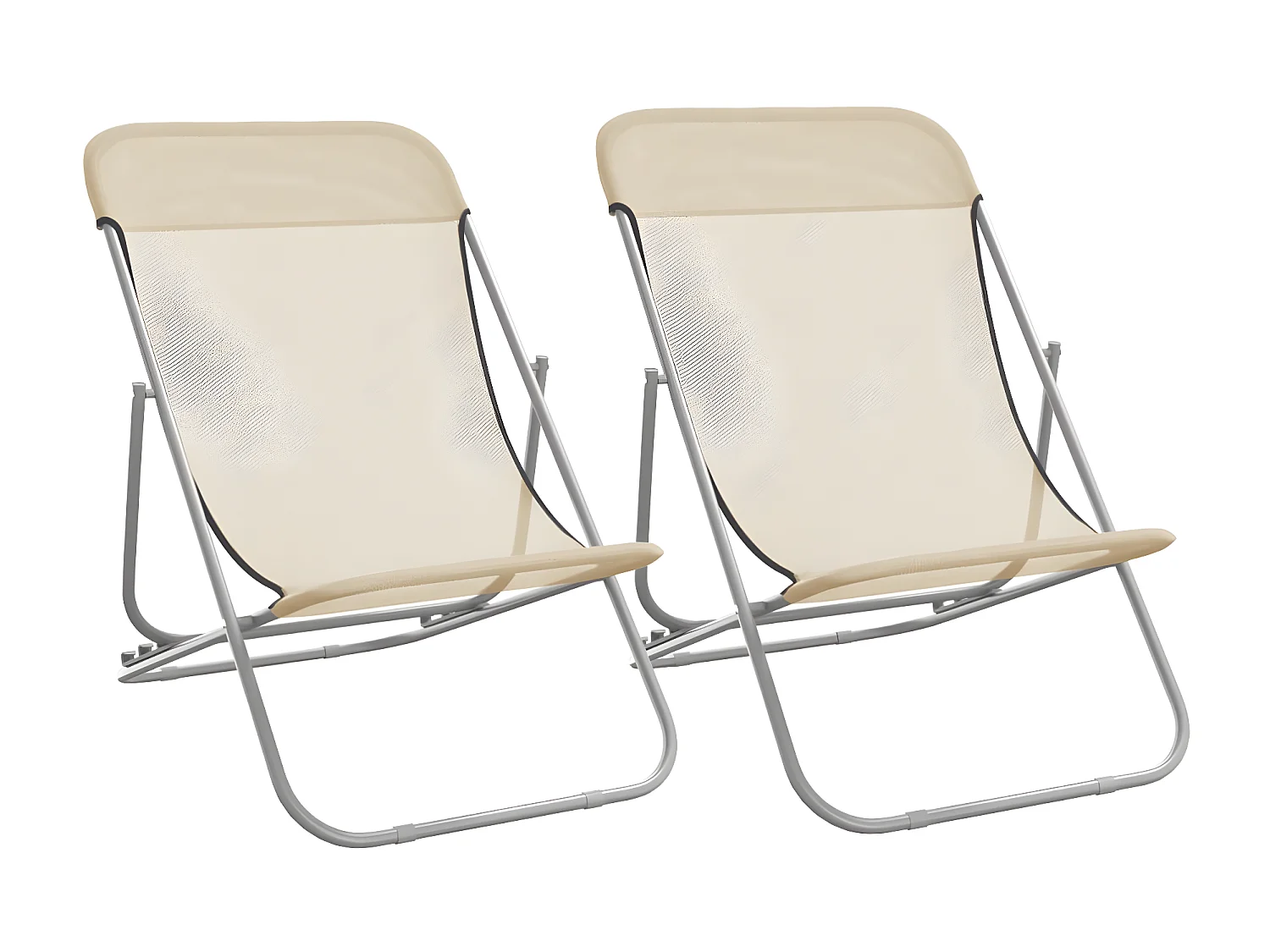 Strandstoelen 2 st textileen en gepoedercoat staal crèmekleurig NL268459