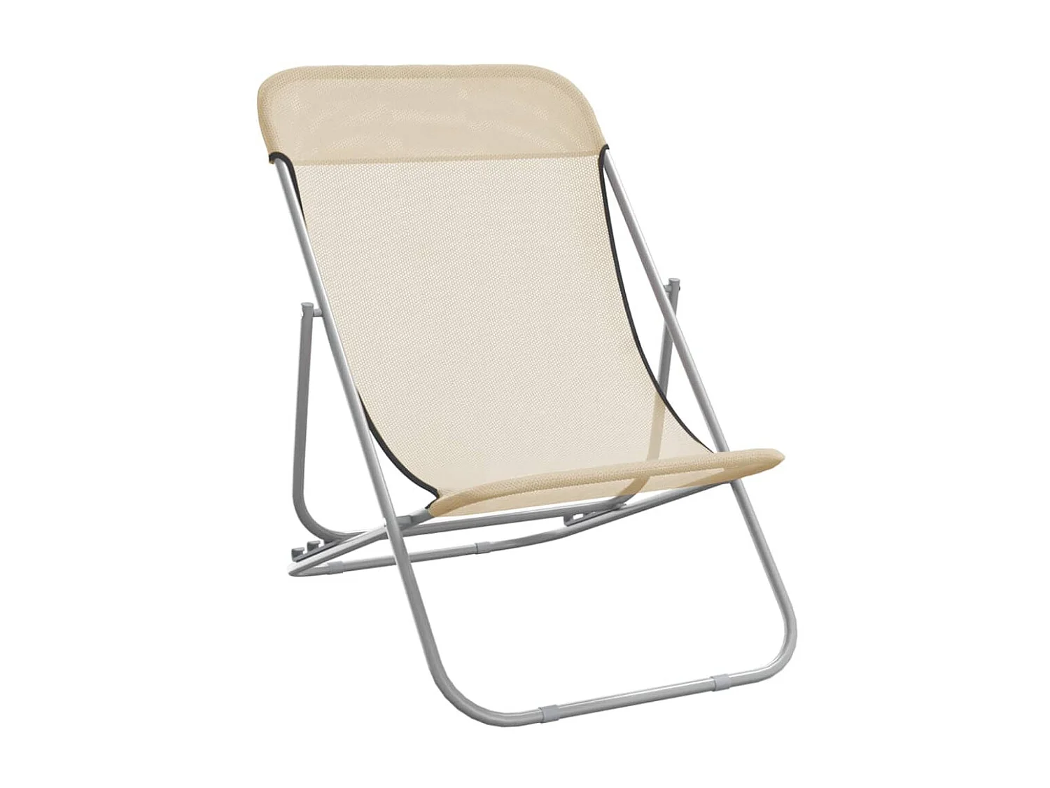 Strandstoelen 2 st textileen en gepoedercoat staal crèmekleurig NL268459