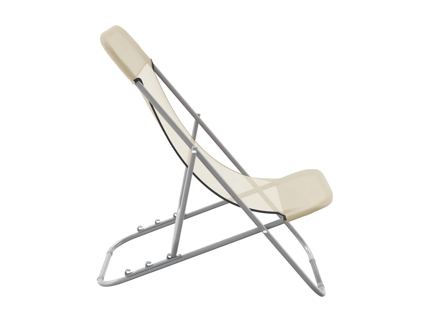 Strandstoelen 2 st textileen en gepoedercoat staal crèmekleurig NL268459