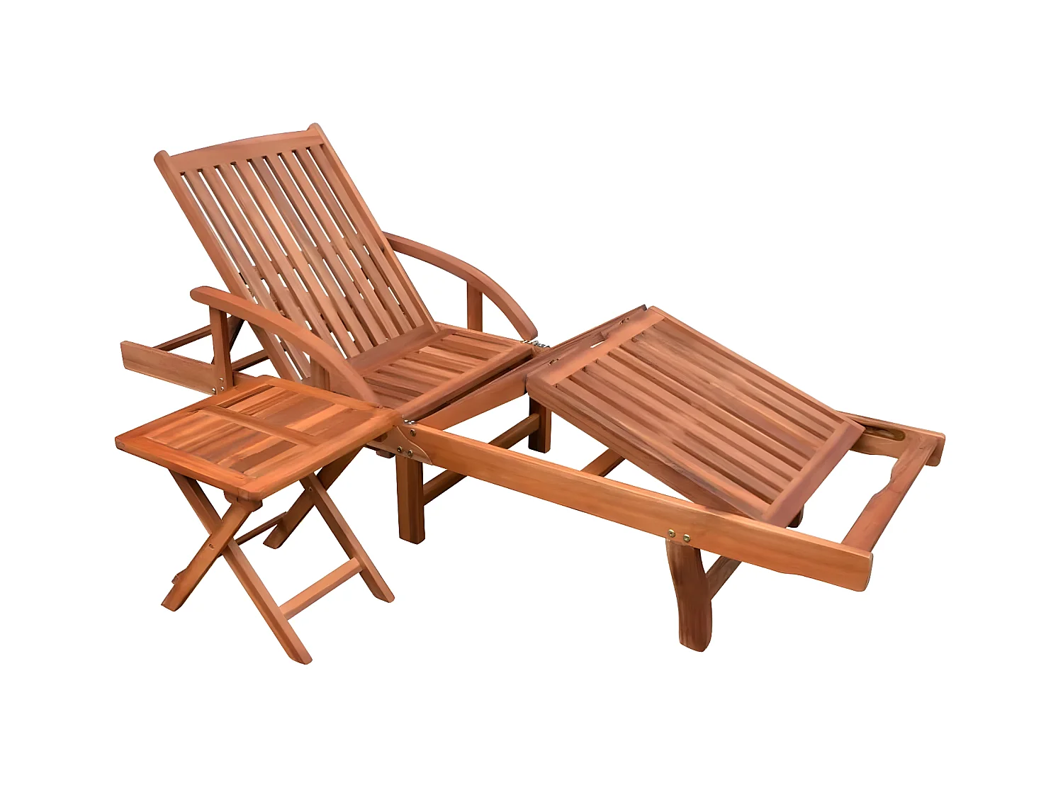 Bain de soleil avec table Bois d'acacia solide SEF84495