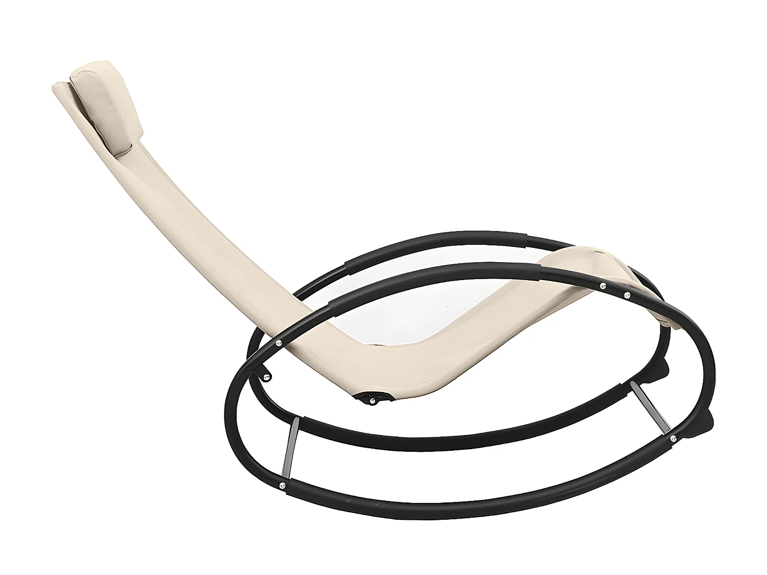 Bain de soleil avec oreiller Acier et textilène Crème SEF51448