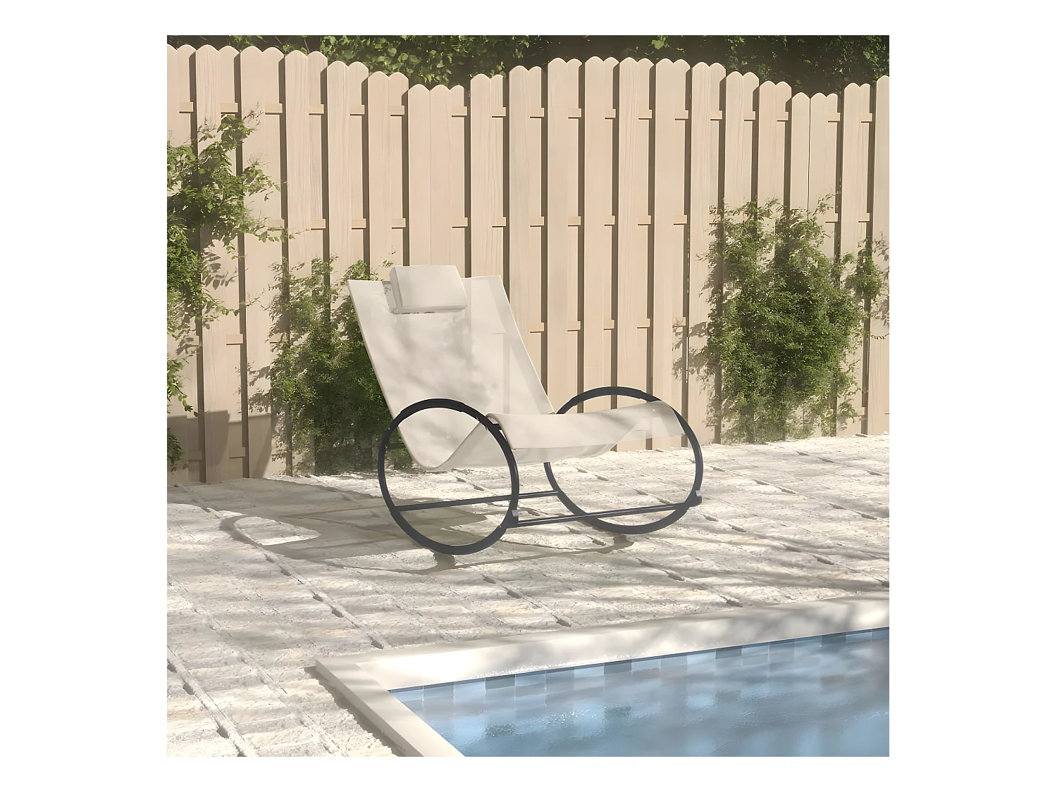 Bain de soleil avec oreiller Acier et textilène Crème SEF51448