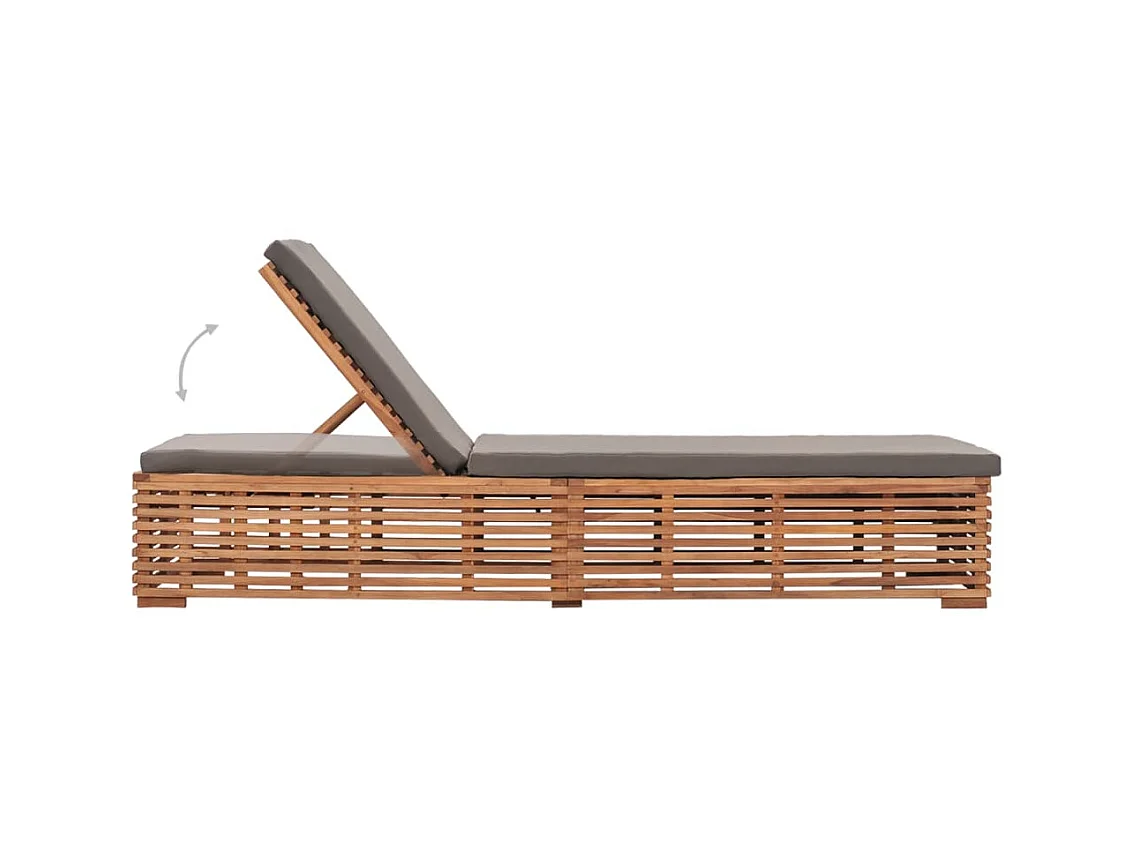 Bain de soleil avec coussin gris foncé Bois de teck solide SEF21249