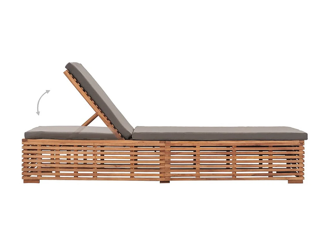 Bain de soleil avec coussin gris foncé Bois de teck solide SEF21249