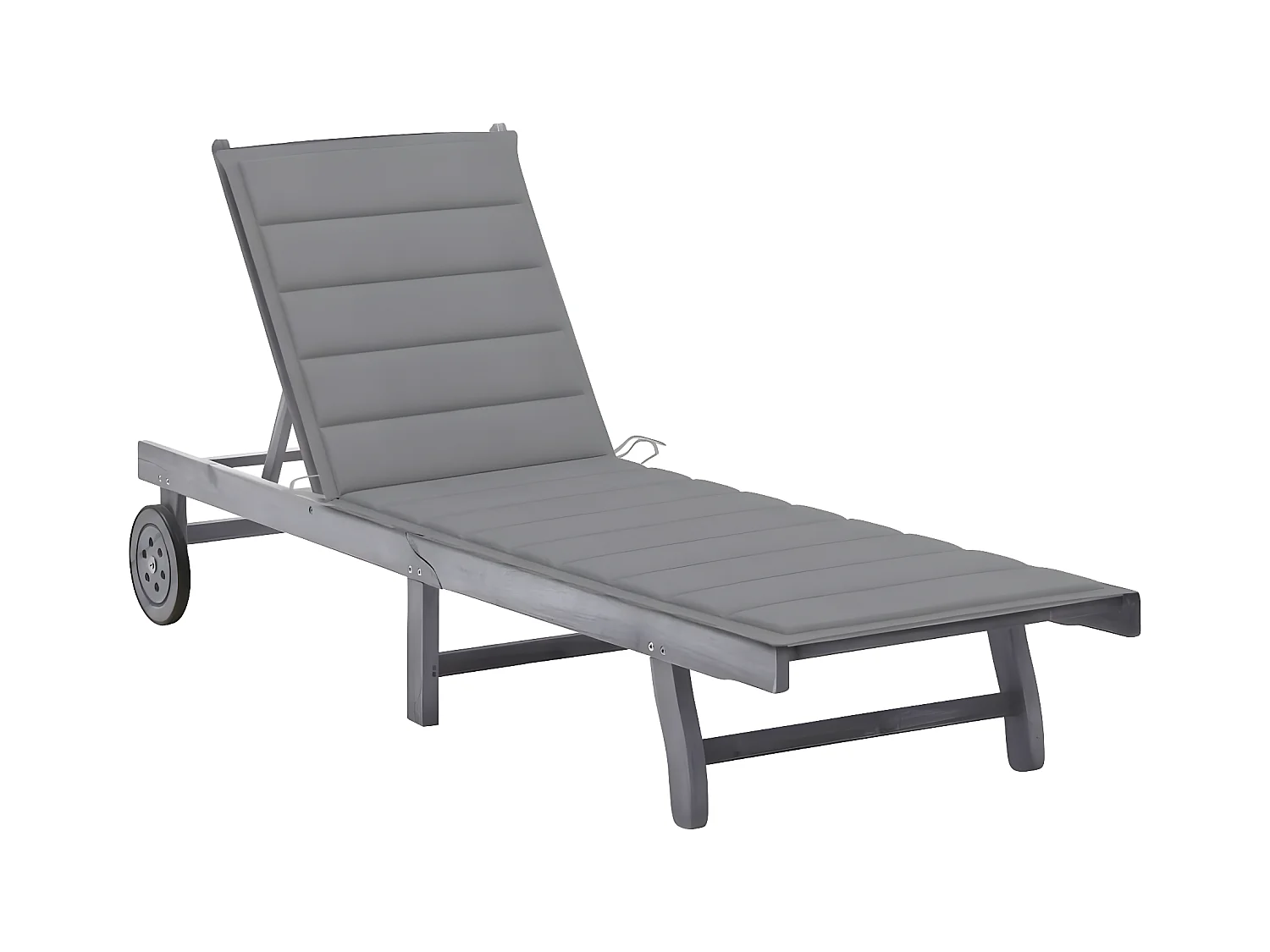 Bain de soleil avec coussin Gris Bois d'acacia solide PEWV12257