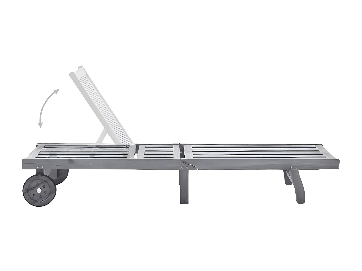 Ligbed met kussen massief acaciahout grijs NL275461