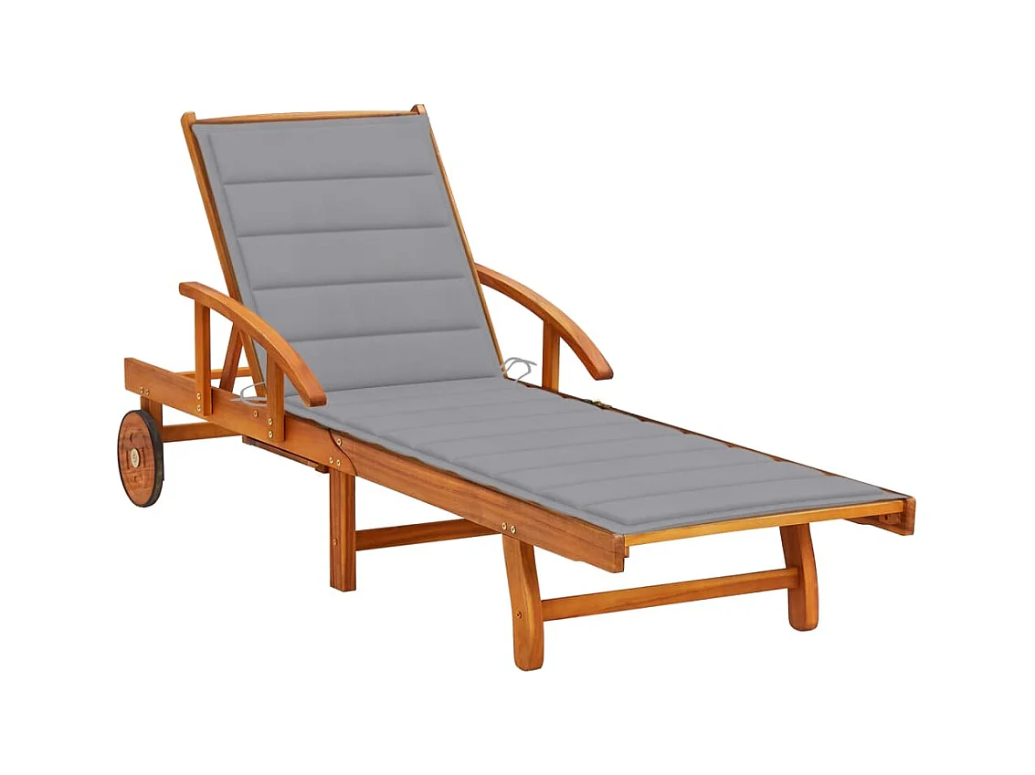 Bain de soleil de jardin avec coussin Bois d'acacia solide SEF61482