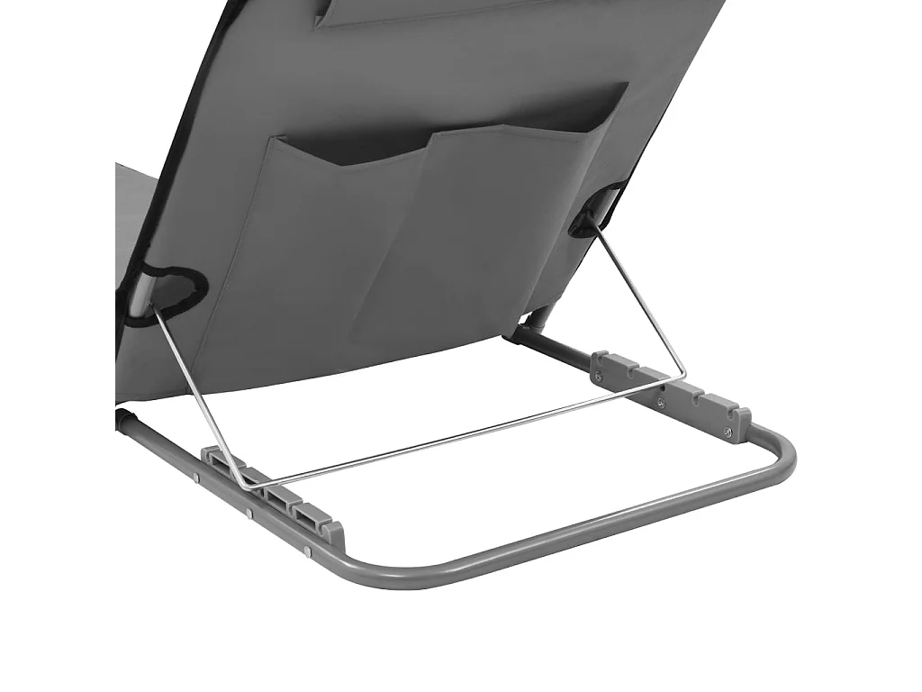 Bains de soleil pliables 2 pcs Acier et tissu Gris PEWV45865