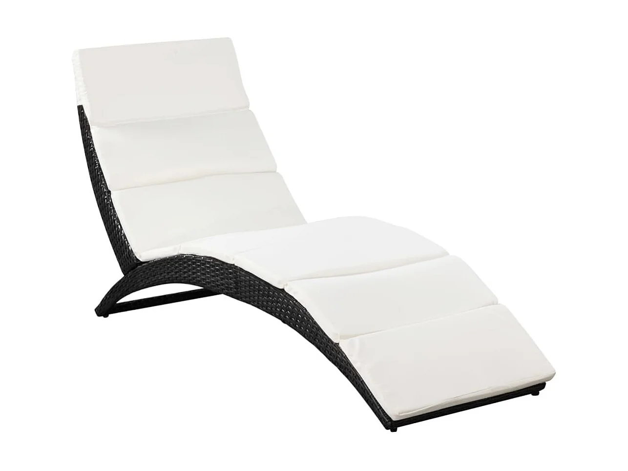 Bain de soleil pliable avec coussin Résine tressée Noir SEF95085