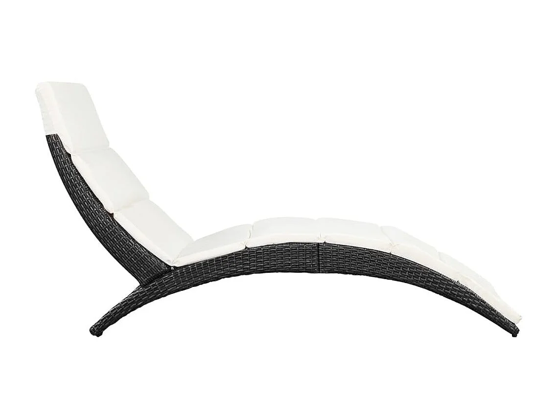 Bain de soleil pliable avec coussin Résine tressée Noir SEF95085