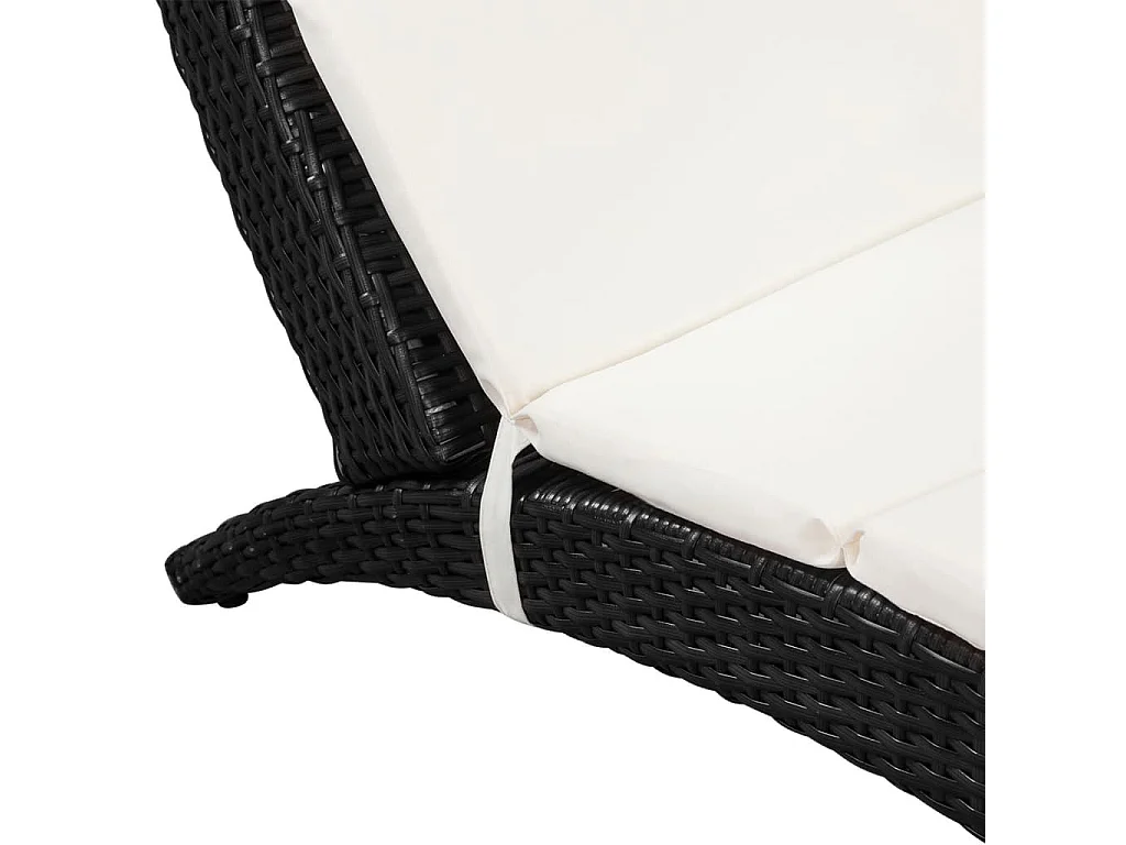 Bain de soleil pliable avec coussin Résine tressée Noir SEF95085