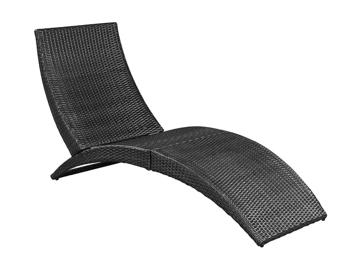 Bain de soleil pliable avec coussin Résine tressée Noir SEF95085
