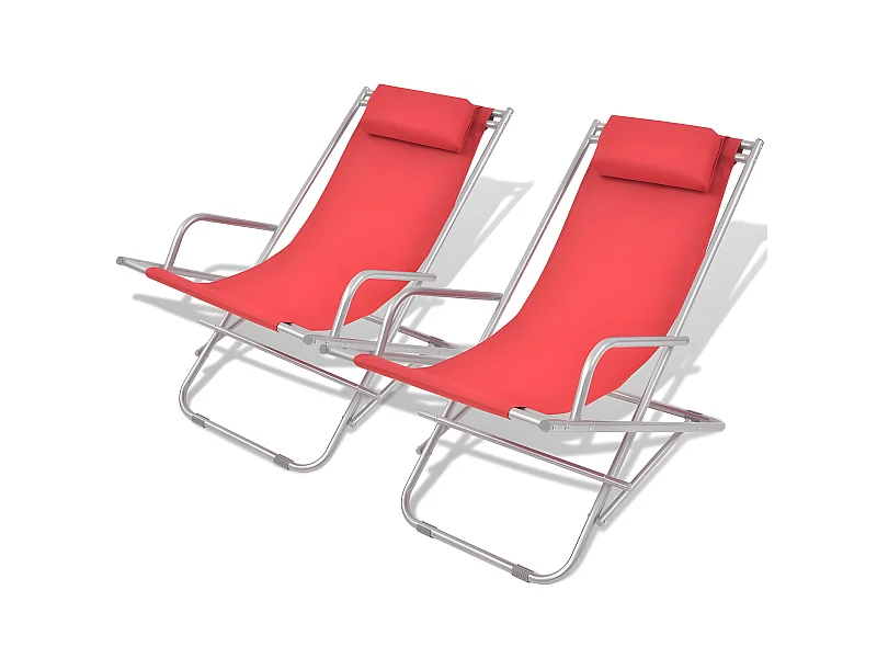 Chaises inclinables de terrasse 2 pcs Acier Rouge SEF59289