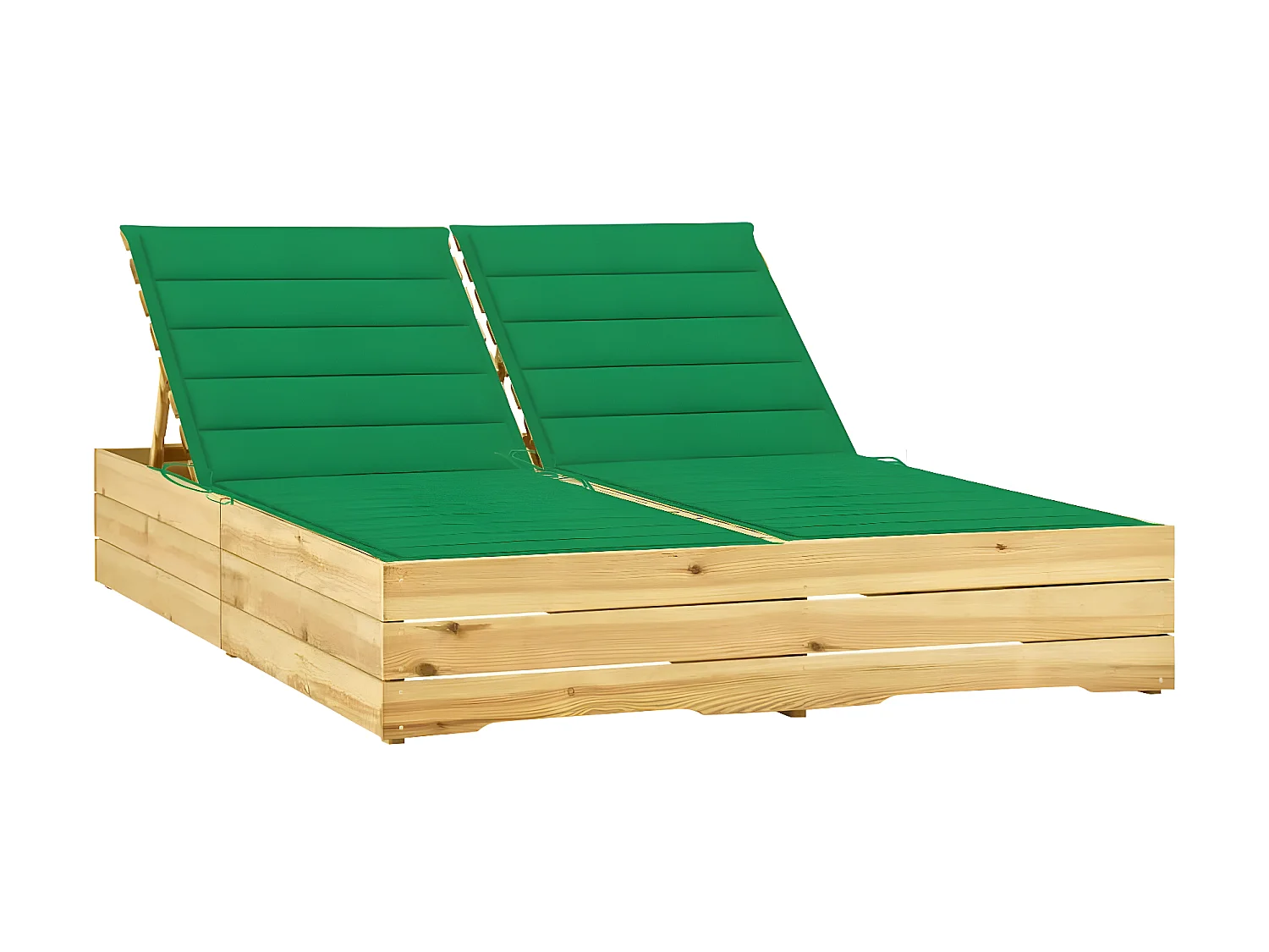 Bain de soleil double et coussin vert Bois de pin imprégné SEF74336