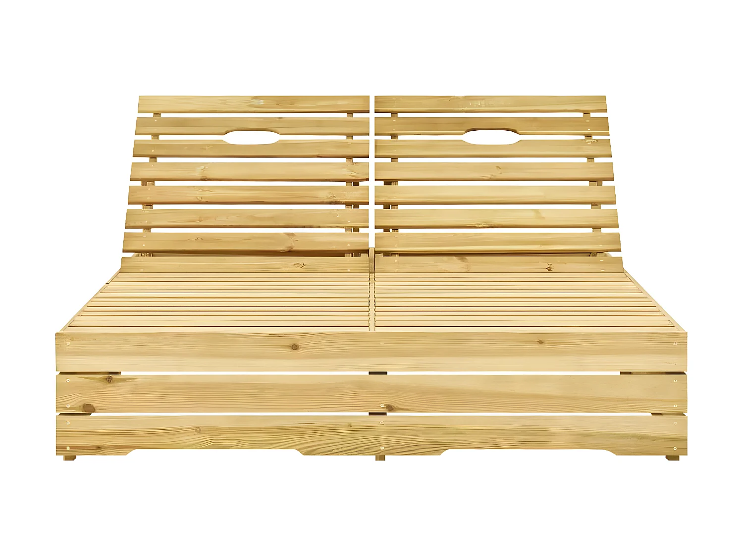 Bain de soleil double et coussin vert Bois de pin imprégné SEF74336