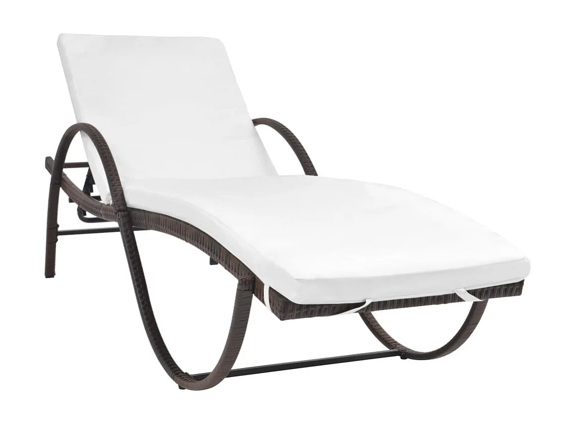 Ligbed met kussen en tafel poly rattan bruin NL796859