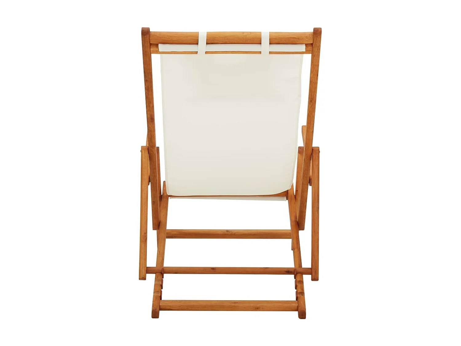 Bain de soleil pliable de plage Bois d'eucalyptus solide et tissu Crème SEF94850