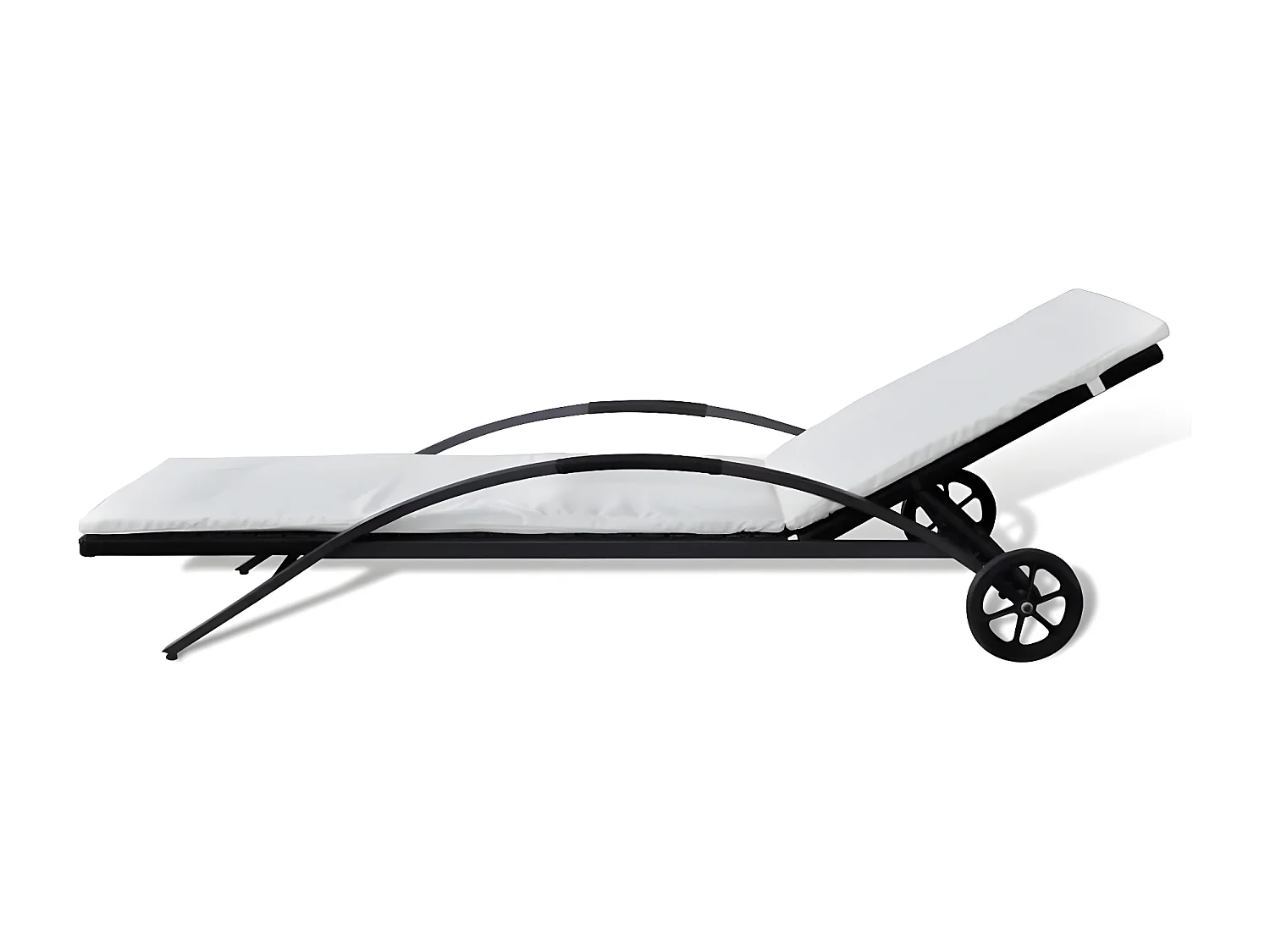 Tumbona con cojín y ruedas ratán sintético negra ES34688